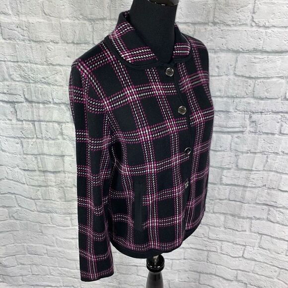 Jones New York new w/tags signature plaid sweater button up jacket size large - Picture 4 of 12